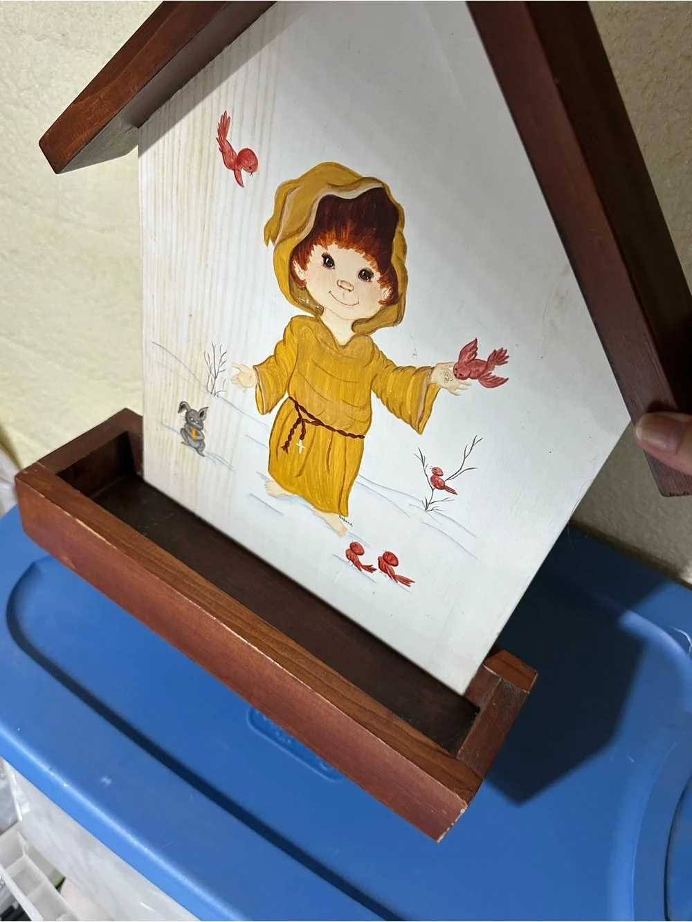Hand-Painted Yellow Monk Wall Hook Rack